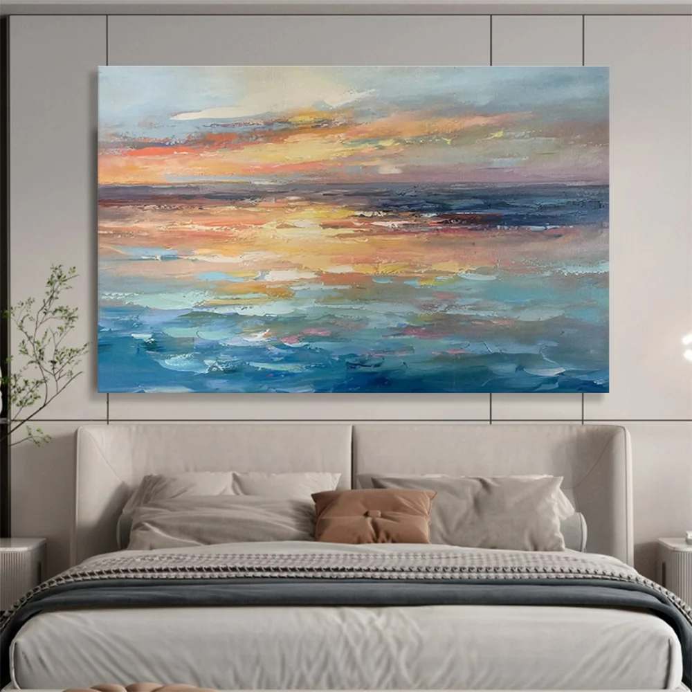 Dreamy Balcony Coastal - hand-painted custom canvas art